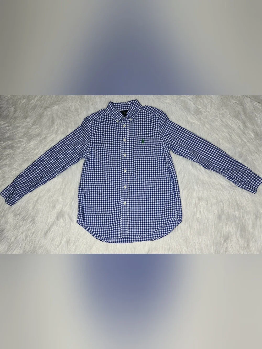 Ralph Lauren Blue and White Gingham Button-Down Shirt